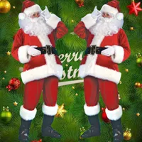 Costume Accessories Christmas Santa Claus Cosplay Costumes 5Pcs Outfits Sets Beard Hat Top Pants Belt Fashion Clothing SuitCostume