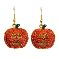 Dangle & Chandelier Gold Rhinestone Pumpkin Drop Earrings Halloween Christmas Cute Plant Jewelry Whole Gift Accessories238q