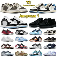 TS Black Phantom Jorden 1 Basketball Shoes Jumpman 1s Low Year of the Rabbit Revers