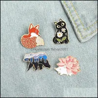 Pins Brooches Jewelry Hedgehog Black Cat Cartoon Animal Enamel Pin For Women Fashion Dress Coat Shirt Demin Metal Funny Brooch Pins Badges