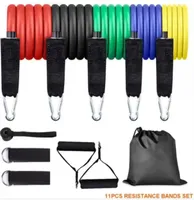 fitness exercie 11 piece set resistance band yoga training tube set home gym heavy 150 lb bands chest expander equipment