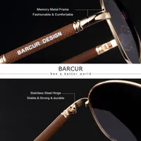 BARCUR Design Alloy Sunglasses Polarized Mens Sun Glasse Pilot Gradient Eyewear Mirror Shades 220531