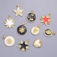 Charms Juya DIY Luxury Enamel Pendants Cubic Zirconia Star Lion Heart Accessories For Handicraft Fashion Pendant Jewelry MakingCharms