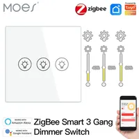 ZigBee Multi-gang Smart Light Dimmer Switch Independent Control Tuya APP Control Works with Alexa Google Home 1 2 3 Gang314b