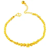 Bangle Fashion Lucky 24K Gold Plated Charm Bigsmall Breads Bracelet Pure Color Ball Link Chain Women / Girls Braceletbangle Banglebangle