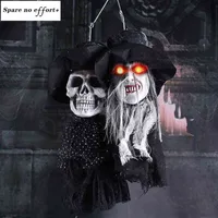 Skull Witch Hanging Head Female Ghost Electric Toy Halloween Decoration Props Tree Tree Party Party Atmosphere Decord T220815
