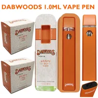 Dabwoods 일회용 vape 펜 e 담배 1.0ml 카트리지 빈 USB 충전식 280mAh 배터리 스타터 키트 디스플레이 박스 포장 장치 포드 기화기 펜
