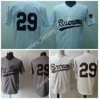 Vintage Mens #29 Satchel Paige Baseball Koszulki 1953 Krem biały szary wełna Mitchellness Baseball Jersey