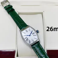 Classic Fashion Quartz dameshorloge 26 mm roestvrijstalen kast lederen band saffier spiegel sport diamant horloge emmer clasp multolor aaa 2022