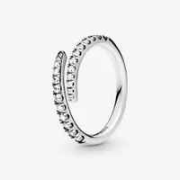 Nova marca 100% 925 Sterling Silver Sparkling Lines Ring For Women Wedding Wedding Jewelry Acessórios