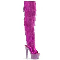 Sorbern 17cm Tassel Over The Knee Boots Women Pole Dance Stripper Heels Open Toe Mid Thigh Heel Side Zipper Drag Queen Shoe