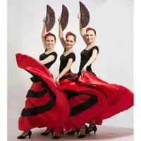 Stage Wear Belly-dance Spanish Traditional Bullfight Festival Women Flamenco Dance Costumes Red Skirt Performance Ballroom Dress