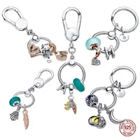 925 Sterling Silver Dangle Charm Authentic Real Color Moment Key Ring Small Bag Pärlor Pärlor Pandora Charms Armband Diy Jewelry Accessories