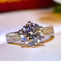 AeTeey Diamond Sechs Stecker Ring D Farbe 1CT Real 925 Sterling Silber für Frauen Hochzeit fein Schmuck RI019 220816