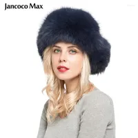 Bérets Jancoco Max Real Fur Bomber Chapeaux Capuchis chauds épais Winter Femmes Femmes d'oreille Caps à vent S7147berets Beretsberets Wend22