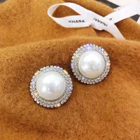 Stud Corea Design Fashion Gioielli Premium Orecchini perle bianchi Simple elegante festa di matrimonio in cristallo rotondo per WomenStud