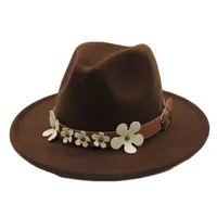 Beralar Ozyc Sonbahar ve Kış Kadınlar Fedora Şapkası 5 Çiçekler Klasik Sombrero Kıllı Başör