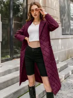 Simplee Cotton padded long winter coat female Casual pocket sash women parkas High street tailored collar stylish overcoat 2020