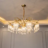American Living Room led Chandeliers Creative Bedroom Dining Room Pendant Lamps Luxury Crystal Chandelier Lighting Personality Hanging Light