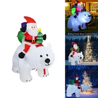 Juldekorationer -Inflatable Santa Claus ridning isbjörn Uppblåsbar leksaksdocka inomhus utomhus trädgård Xmas dekorationChristmas