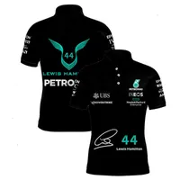 NUEVO Vestido formal de automóvil F1 Fórmula 1 Men Polos Race W13 Lewis Hamilton No 44 Conductor Blue y Black Extreme Extreme Enthusiast Polo camisa