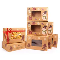 10pcs Kraft Paper Snow Doll Feliz Christmas Tree Box Boxes Candy Party Packaging Party Favor Kids Presente Ano Novo Decoração J220714