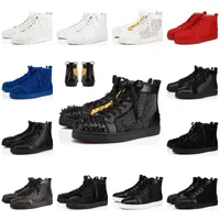 2022 Chaussures pour hommes Luxurys Designers Bottoms Red Bottoms hauts hauts pointes cloutées mode en cuir en cuir noir argent noir Sneaker Flat Sneaker T1