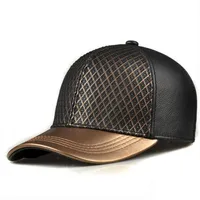 Ry988 Exklusiv 2019 Unisex Hip Hop Echtes Leder Baseballhüte für Mann/Frau Golden Caps Grid Net Surface Street Gorro227e