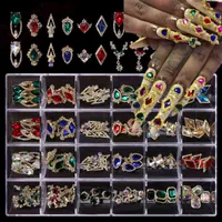Nail Art Decorations 24Girds*5pc Mix Charms Gems In Clear BOX AB Rhiestones 3D jewelly Crystal Stones 2022 new!!! Manicure Charms#6zd 0426