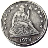 미국 동전 미국 1878-P-S-CC 좌석 자유 자유 Quater Dollar Craft Silver Plated Copy Coin Brass Ornaments 홈 장식 액세서리 284a