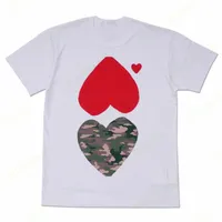 Мужские рубашки дизайнерская футболка красное сердце на белой стороне штопок Пара модели любят одежду графические футболки с рубашками с коротки
