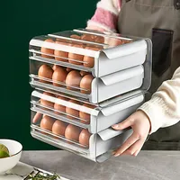 Garrafas de armazenamento Jarros impedem a gaveta transparente de caixa de ovo deslizante para economizar espaço rolante cesta de rack de plástico RefrigeratorStorageStorage