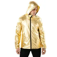 Veste de mode Hip Hop Style Streetwear Mens Sports actifs portant un coup de vent à capuchon Gold Sliver Black Color Taille S-2X236Y
