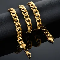 Kedjor Curb Cuban Mens Necklace Chain Gold Silver Color Rostfritt stålhalsband för män Hip Hop Fashion Jewelry 7/12mm N250Chains