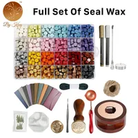Retro Octagonal Sealing Wax Seal Set Sealing Stamp Kit Envelope For DIY Wedding Invitation 24 Colors Wax Beads Paint Sealing Wax 220707