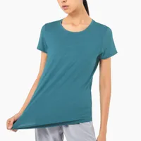 NEU ALO DRUCK Kurzarm Yoga Outfits Hemd O Hals Sport T-Shirt Frauen Fitness gestrickt hochelastische atmungsaktiv