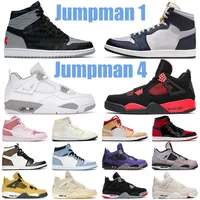 quality Jumpman Top 1 Basketball Shoes 1s Rebellionaire Men Women Bred Patent Georgetown 4 Red Thunder White Oreo 4s Sneakers Grey Camo
