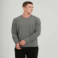 Erkekler uzun kolu temel yoga spor t-shirt yüksek elastik hızlı kuru yuvarlak boyun fitness spor kıyafetleri koşu casu306u