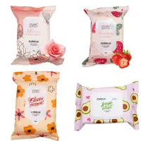 25pcs/pack Strawberry Avocado Flower Rose Makeup Remover Wet Wipes Mild Disposable Cosmetic Remove Facial Cleansing Pad Cotton Pads