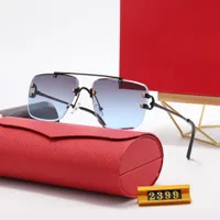 Semi Rimless Designer Solglasögon för män Hardware Series Sunglass Metal Driving UV400 Rectangular Fram Acetate Sun Glasögon Form för mankvinna Eyewear Lunettes