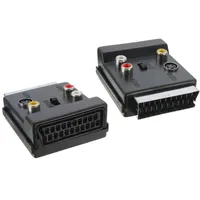 Connectors, Switchable-SCART Adapter Plug to Socket SCART Male to Female with S-Video (SVHS) & 3 RCA - Composite Video Left + Right Audio 10PCS
