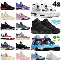 Mens Jumpman 4 Chaussures de basket-ball Designer University Blue Blackcats Military Black Cat 4s Pink Womens Fire Red Thunder White Ciment J4S Canvas Sneakers Buty Trainers