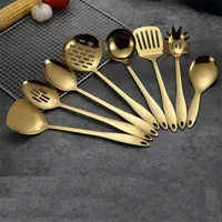 1PC Gold Stainless Steel Cooking Tools Spoon Fried Shovel Colanda Whitefly Cocina Utensilios Spatula Ladle Spatula Kitchenware 220413
