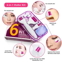 6in1 Microneedle Derma Roller Kit Titanium Dermaroller Micro Needle Facial Roller For Eye Face Body Treatment facial clean brush225k