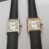 Wristwatches Man Women Fashion Gold Case White Dial Watch Quartz Movement Leather Strap Dress Watches 07-4