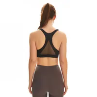 Mesh stitching nude gym clothes women Sports bra running skin-friendly shockproof support lu bra underwear fitness yoga tank top270e