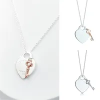 Coração e chaveiro colar de pingente para mulheres 1: 1 925 Prata Sterling Luxo Jóias Presentes Co Drop 220330