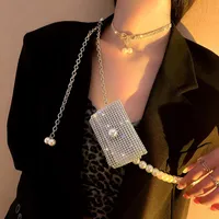 Cinture bling rinestones cintura a catena di perle mini sacchetti per donne di qualità lunghe borse spalla a spalla di diamante
