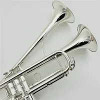 Double Bell BB Tune Trumpet Sliv Strumento professionale placcato con accessori casuale