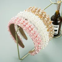 Totalmente simulado headband pérola para mulher elegante mão feita de cristal penteado de cabelo no casamento no casamento acessório